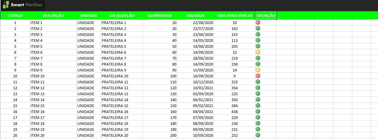 Planilha de Controle de Validade Grátis Smart Planilhas