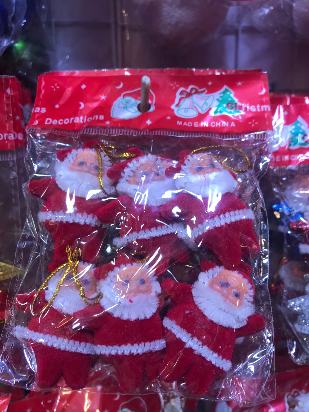 Pack of 6 Santas for Christmas Tree Decoration