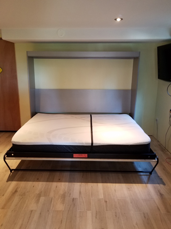 verticalmurphybedsimplebasementopen Smart Spaces Murphy Bed