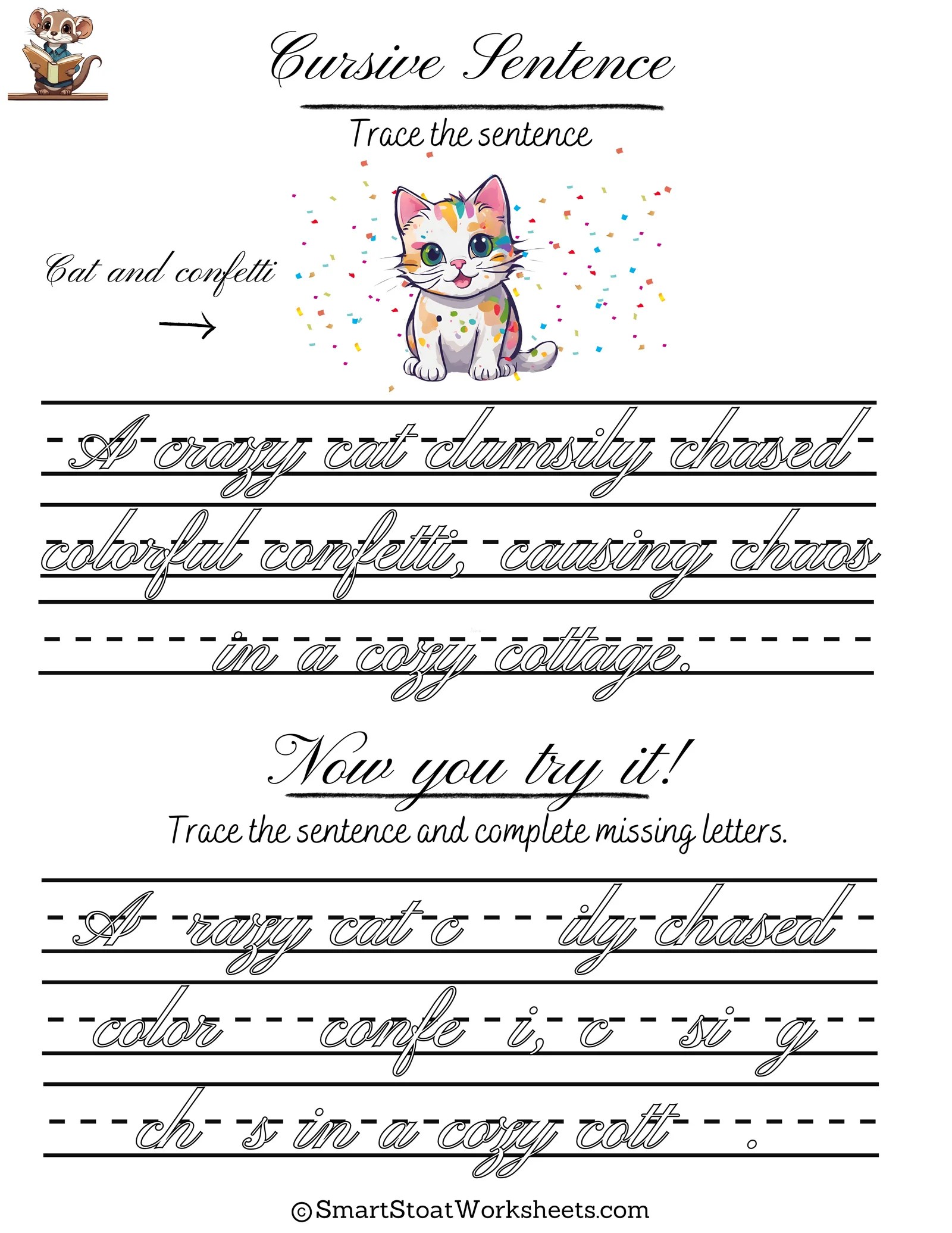 Writing Cursive Sentence Worksheets