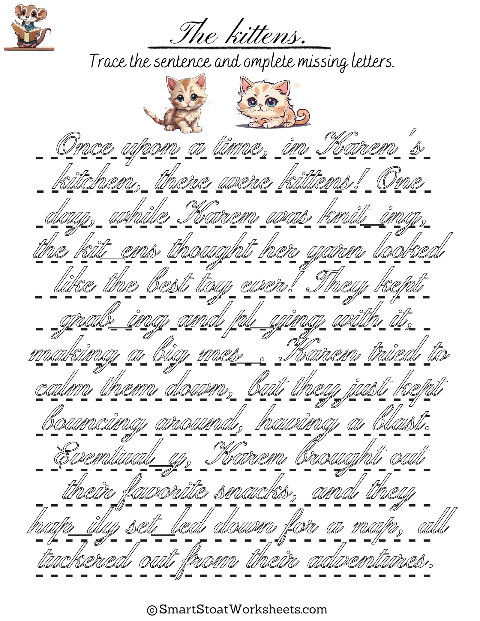 Writing Cursive Sentence Worksheets