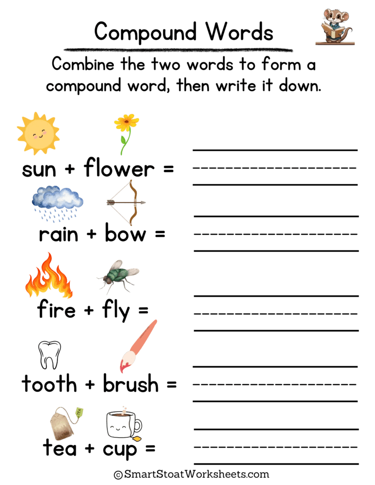 Compound Words Worksheets for Kindergarten and Preschool Kids