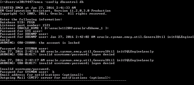 Create and Drop Oracle Enterprise Manager Console on Windows Server