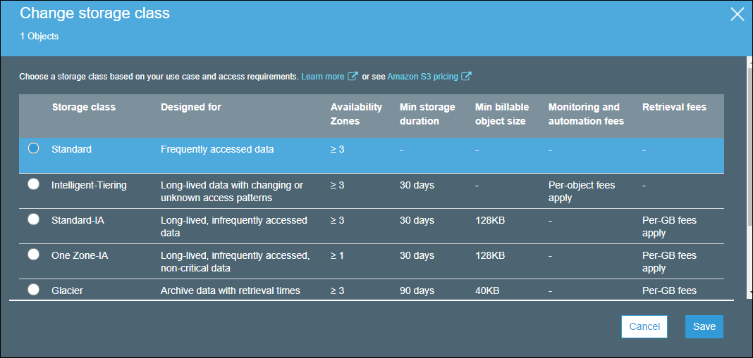 Change Storage Class in S3 at bucket or object level in AWS Smart way
