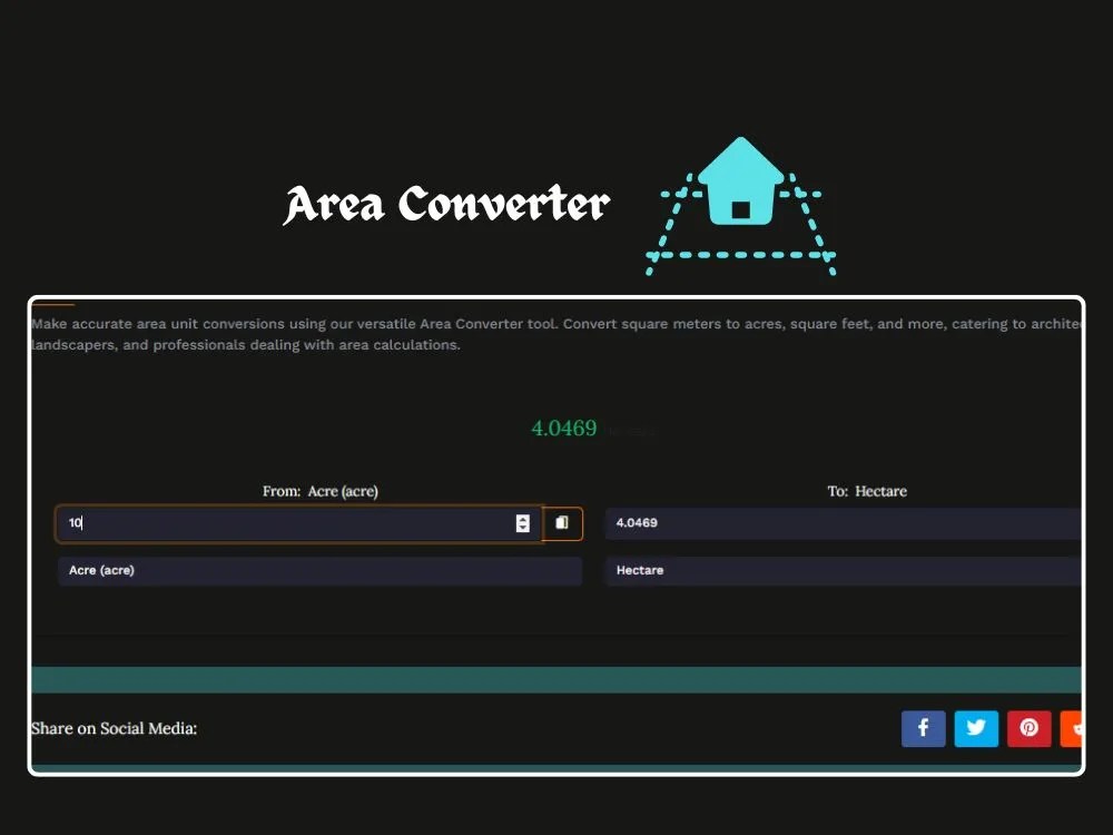 Area Converter convert square meters, acres, hectares