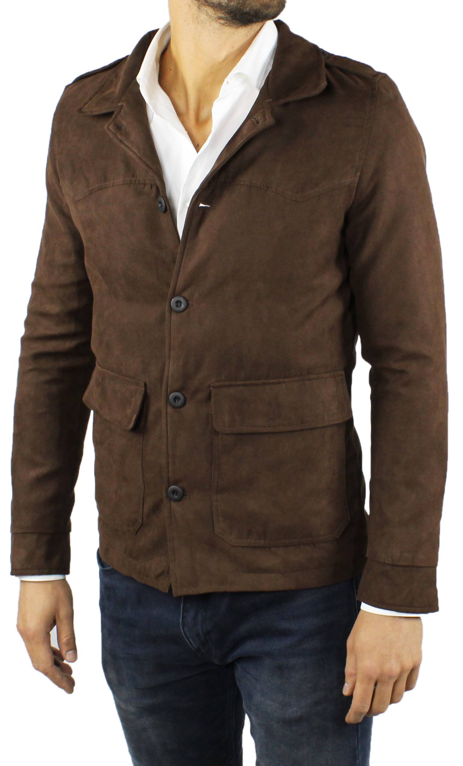 Cappotto Uomo Scamosciato Primaverile Elegante Giubbotto