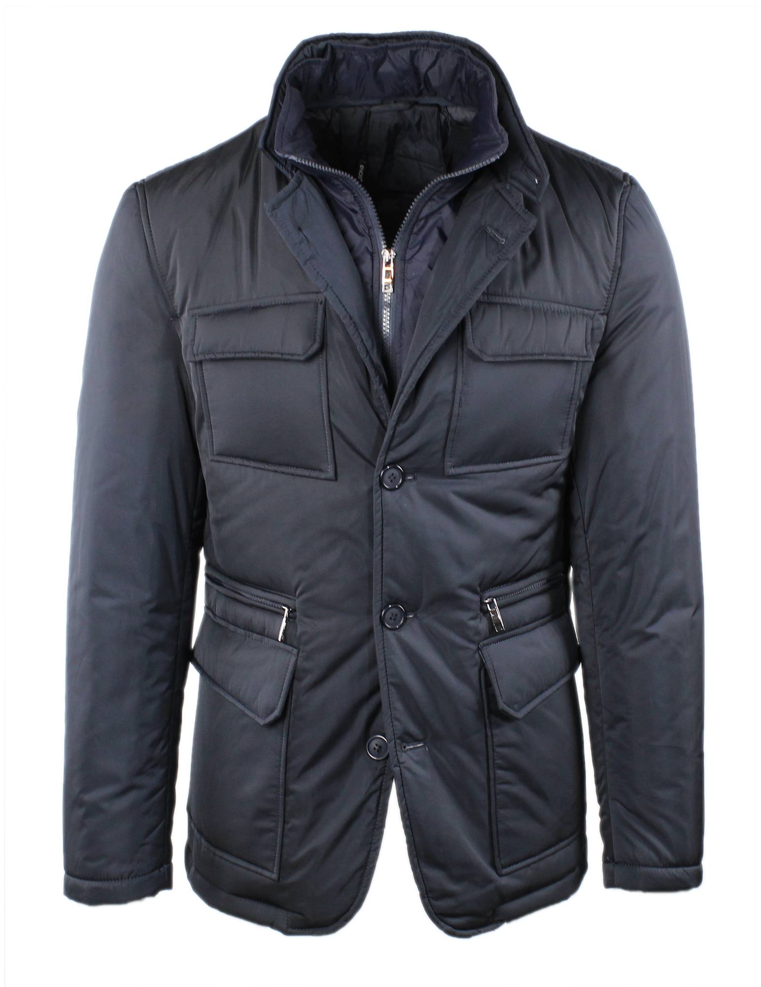 Giubbotto Uomo Invernale Slim Fit Blu Nero Giubbino