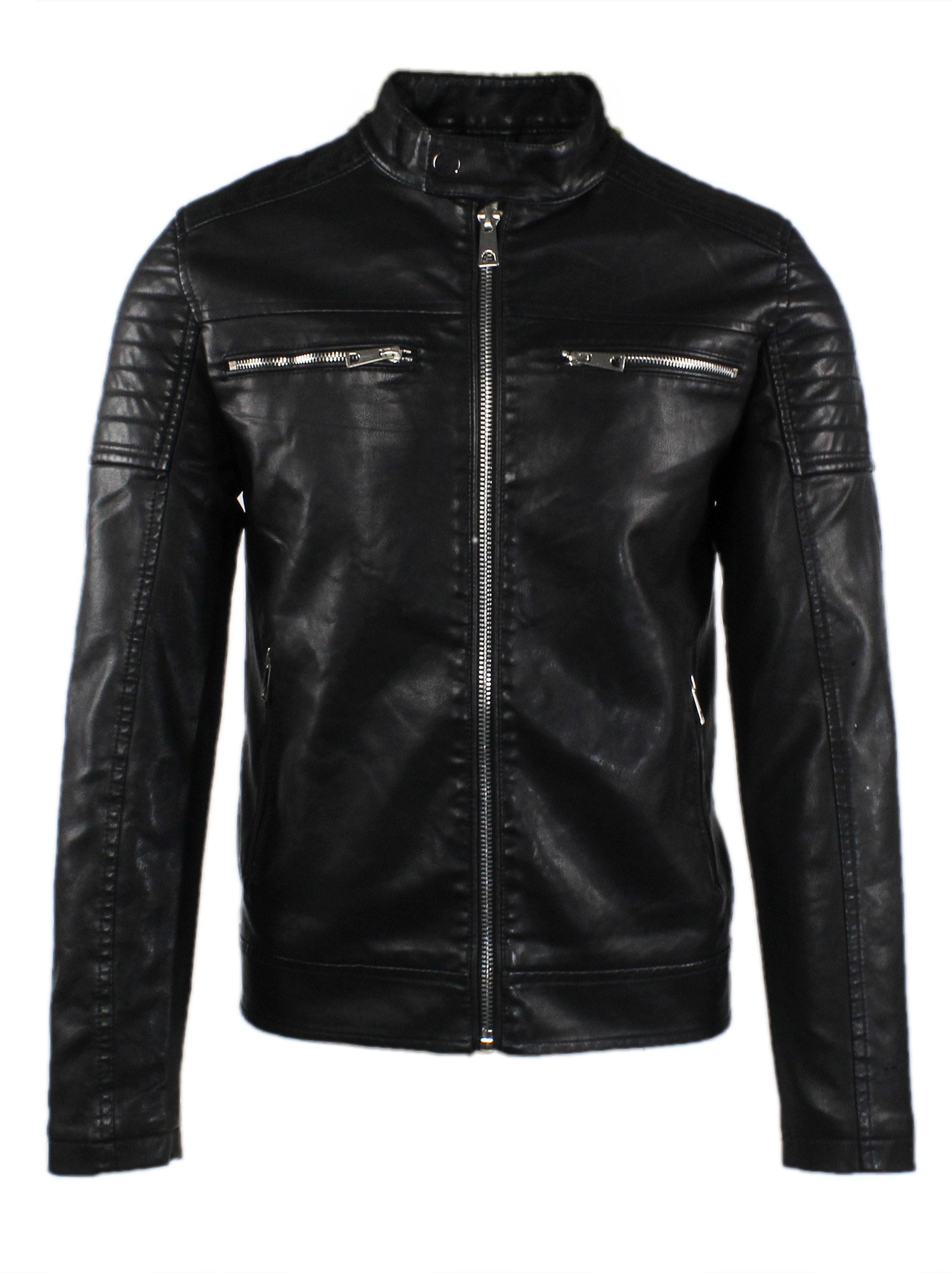 Giubbotto Uomo Pelle Nero Giacca Biker Chiodo Giubbino