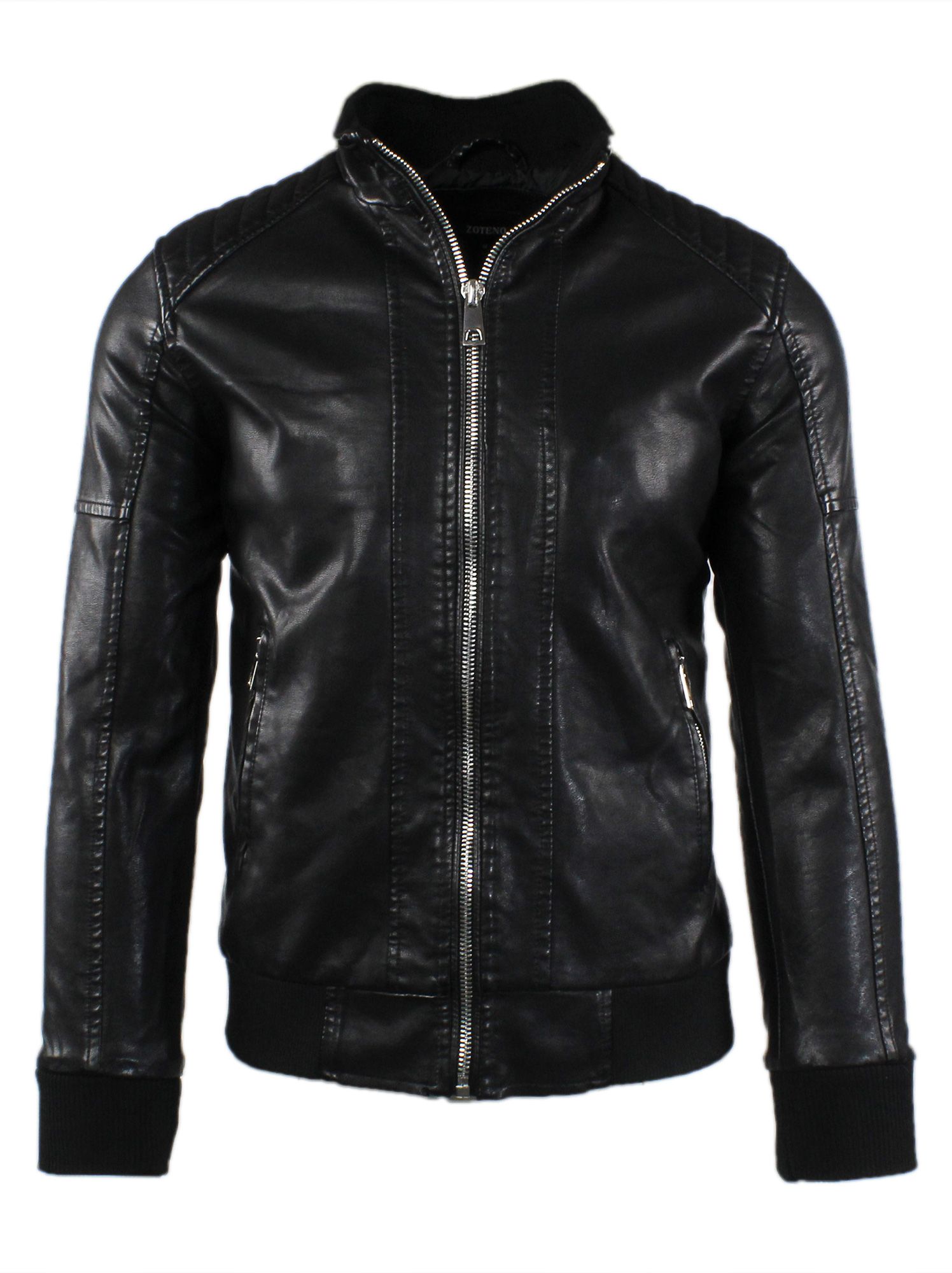 Giubbotto Uomo Pelle Nero Giacca Biker Chiodo Giubbino