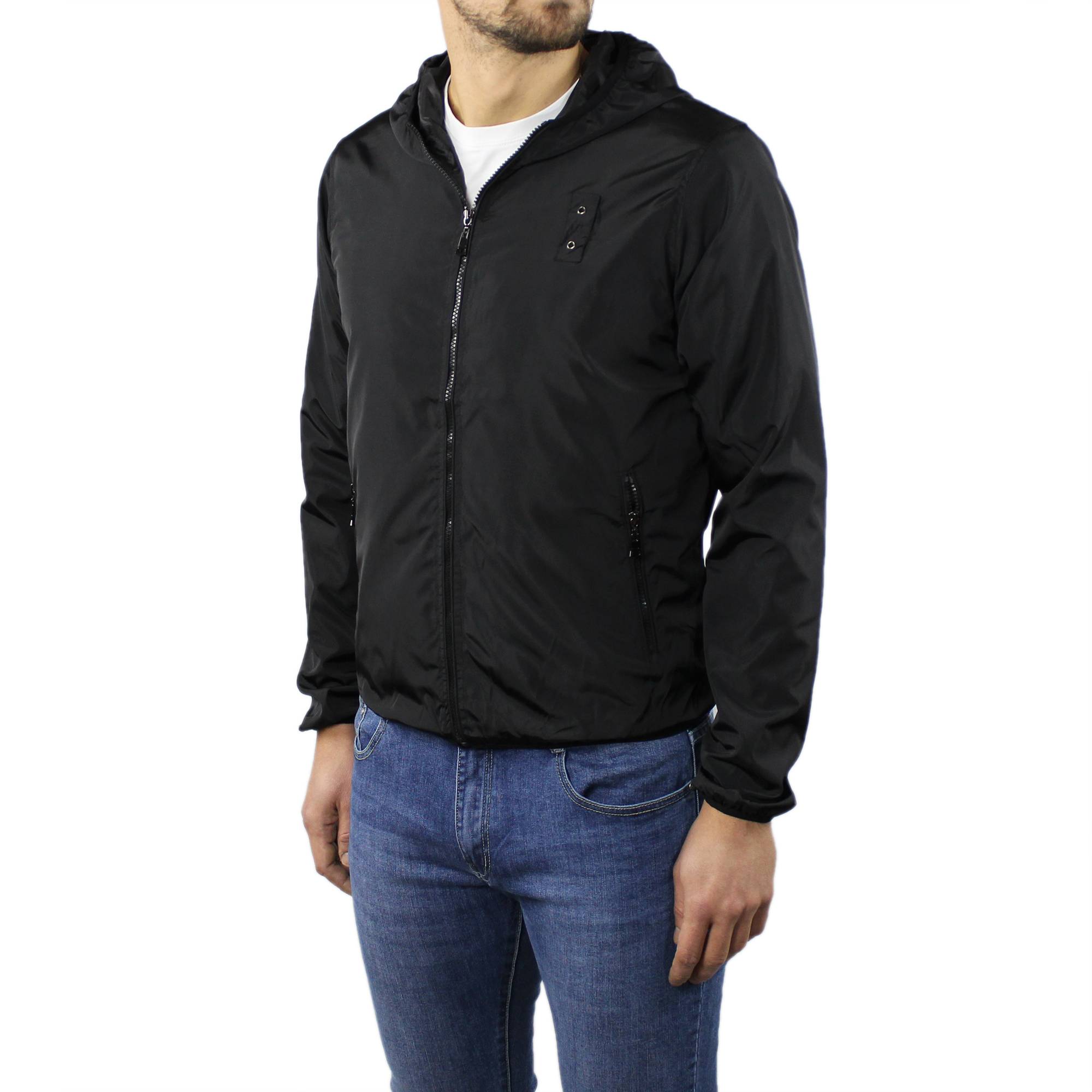 Giubbotto Uomo Leggero Impermeabile Nero Slim Fit Giubbino