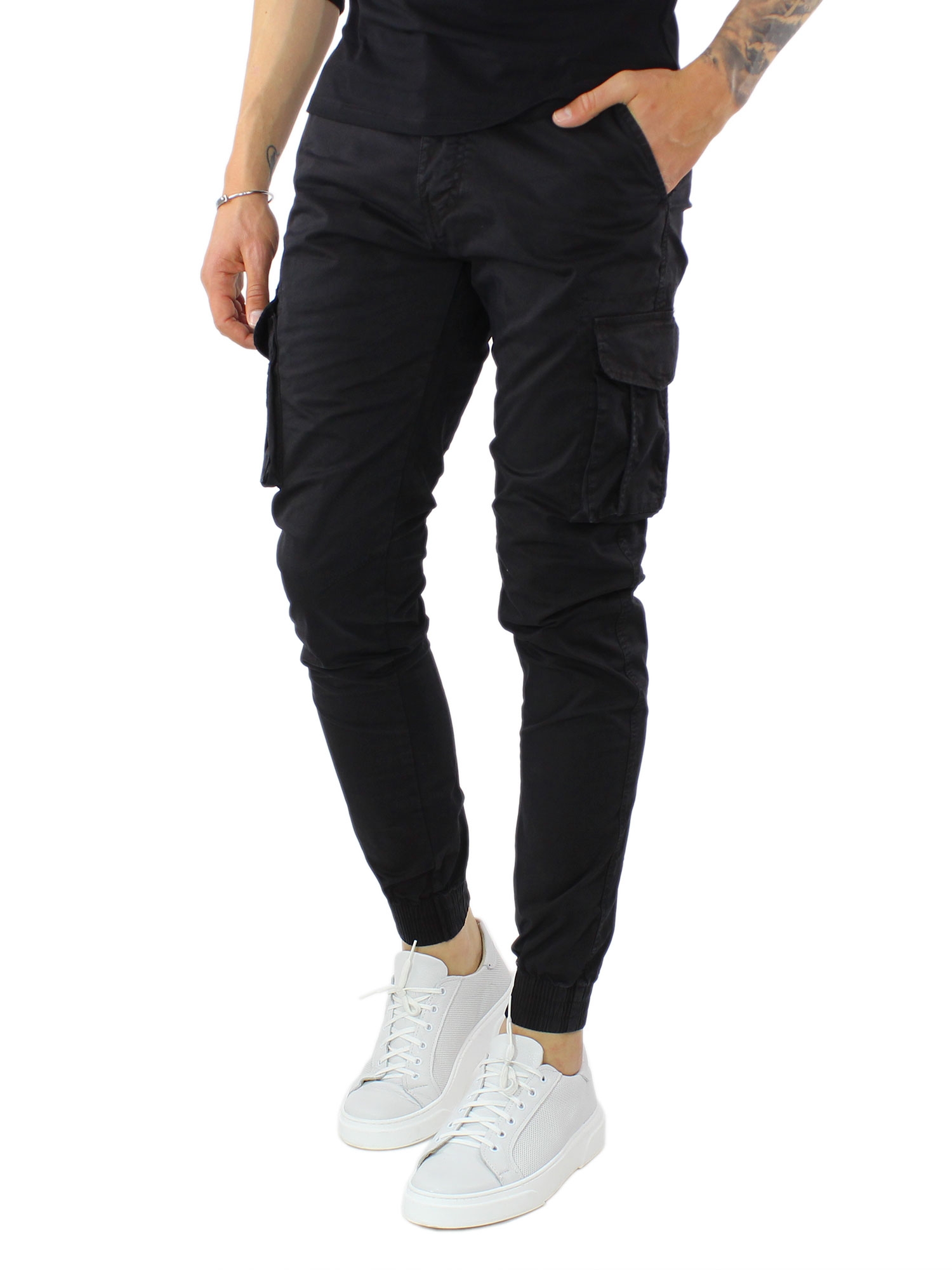 Pantaloni Cargo Uomo Cotone Estivo Leggero Tasche Laterali