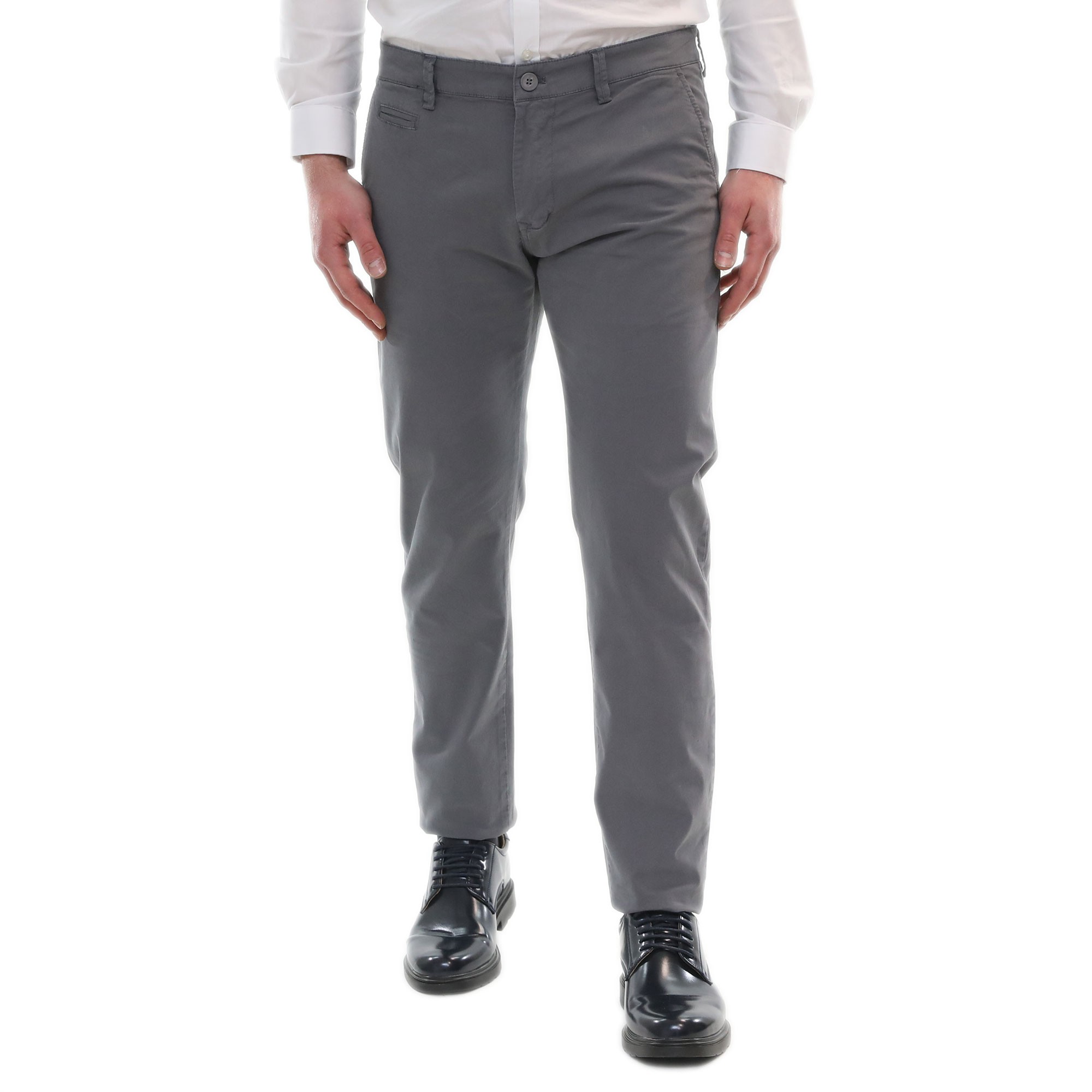 Pantaloni Pantalone Uomo Slim Fit Estivo Cotone Nero