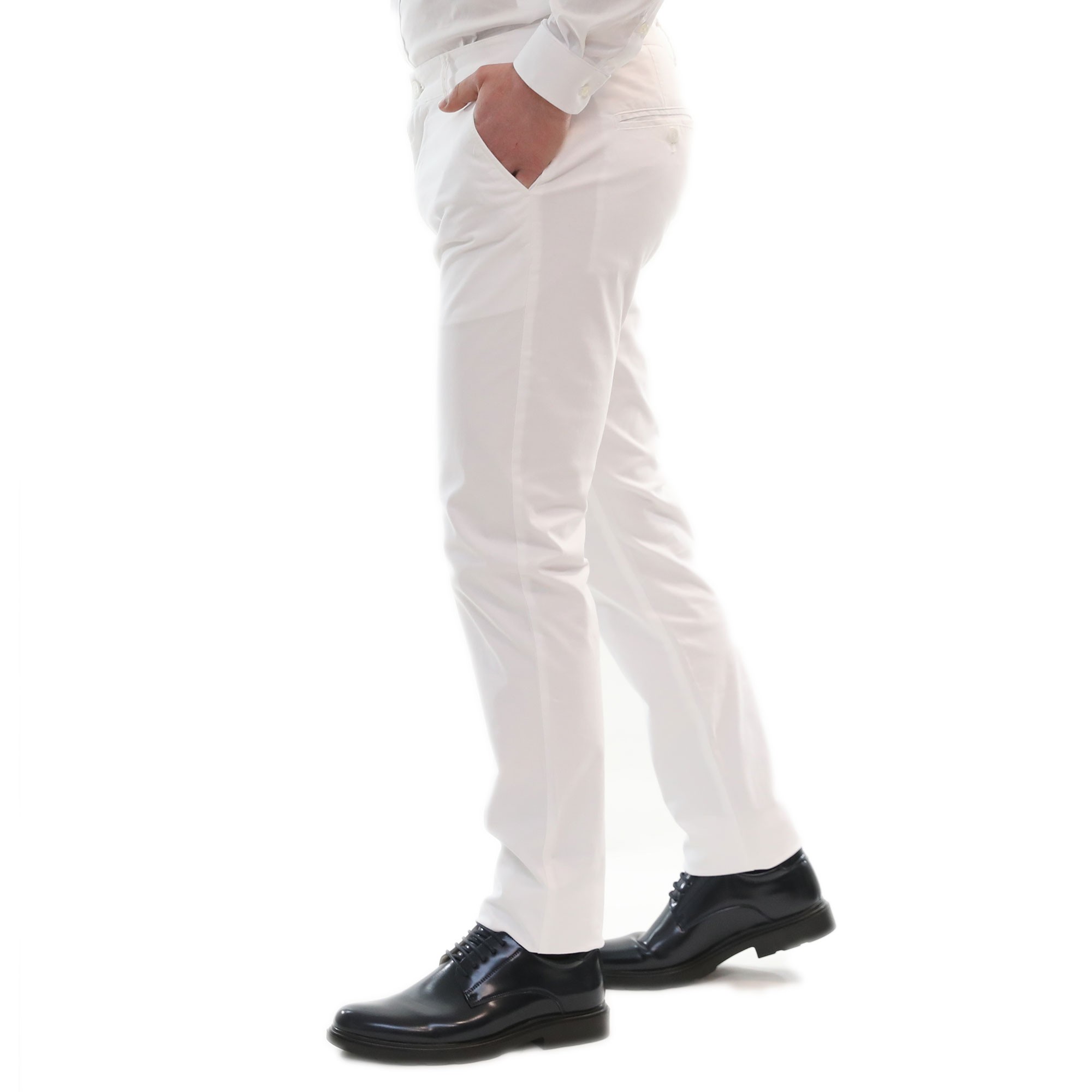 Pantaloni Uomo Slim Fit Estivi Cotone Bianco Elegante