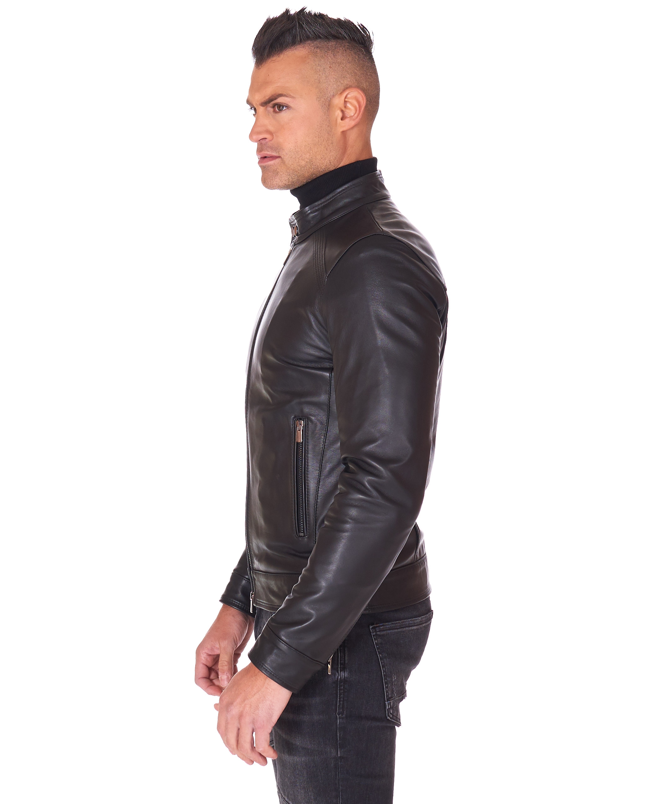 Giacca pelle Uomo Nera Made in Italy Vera Pelle Giacca