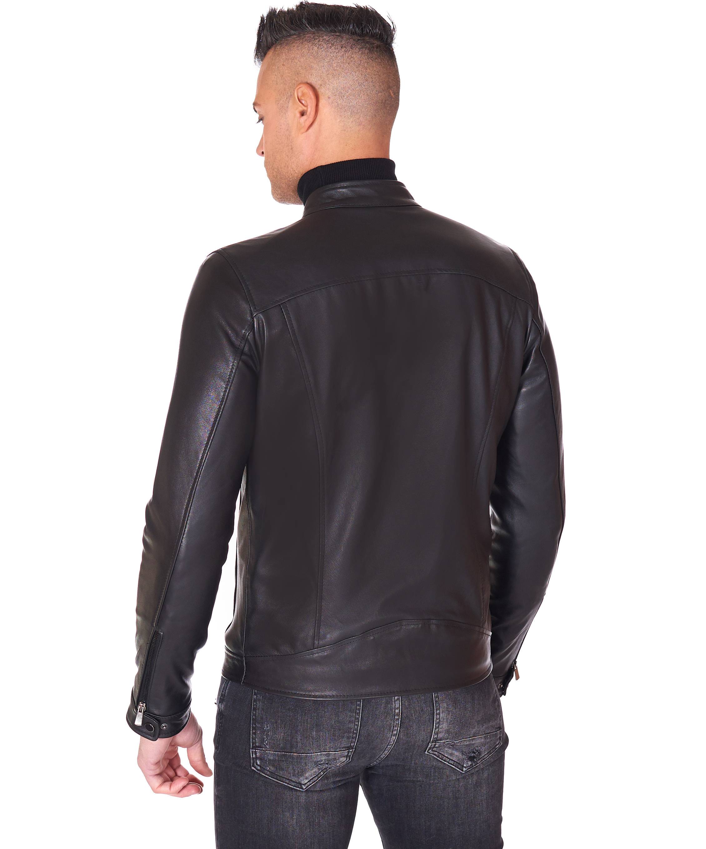 Giacca Pelle Uomo Made in Italy Nero Vera Pelle Giubbotto