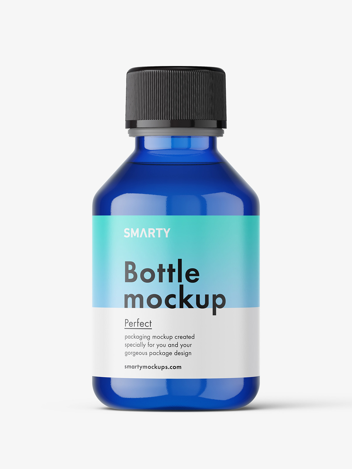 Blue syrup bottle mockup Smarty Mockups
