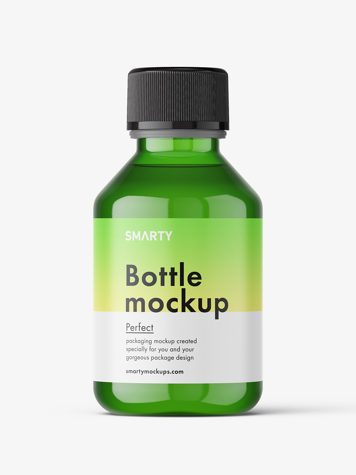 Green syrup bottle mockup Smarty Mockups