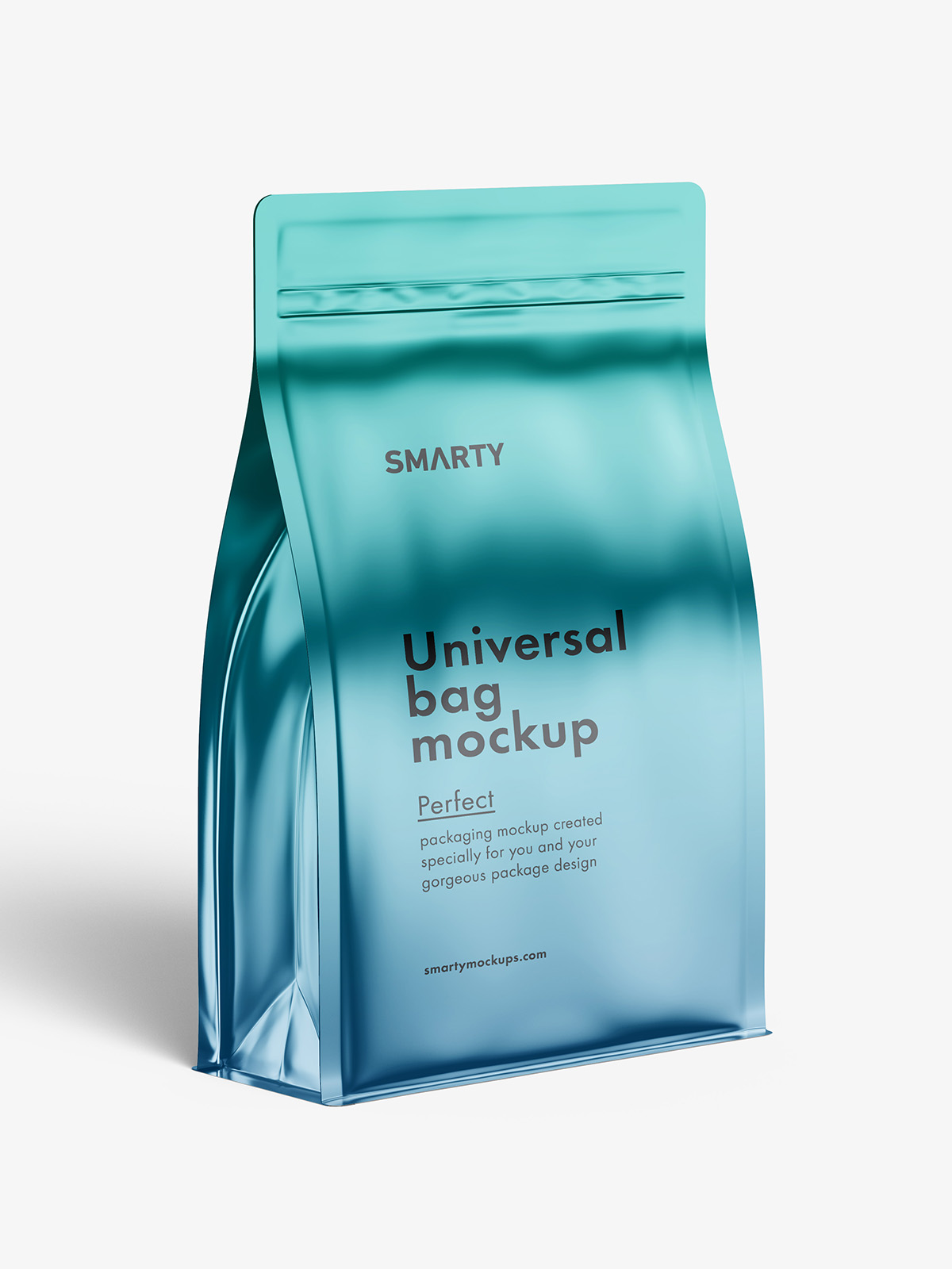 Metallic stand pouch mockup Smarty Mockups