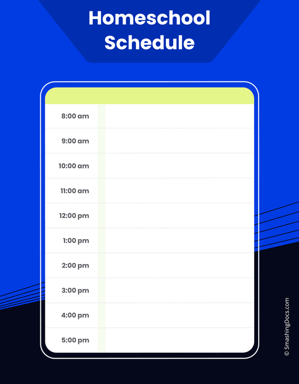 Free Printable Daily Homeschool Timetable Template