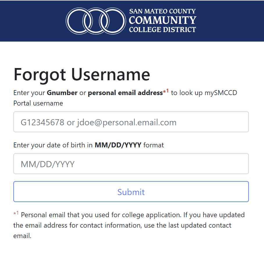 First Time Login with Username mySMCCD Portal San Mateo County Community College District