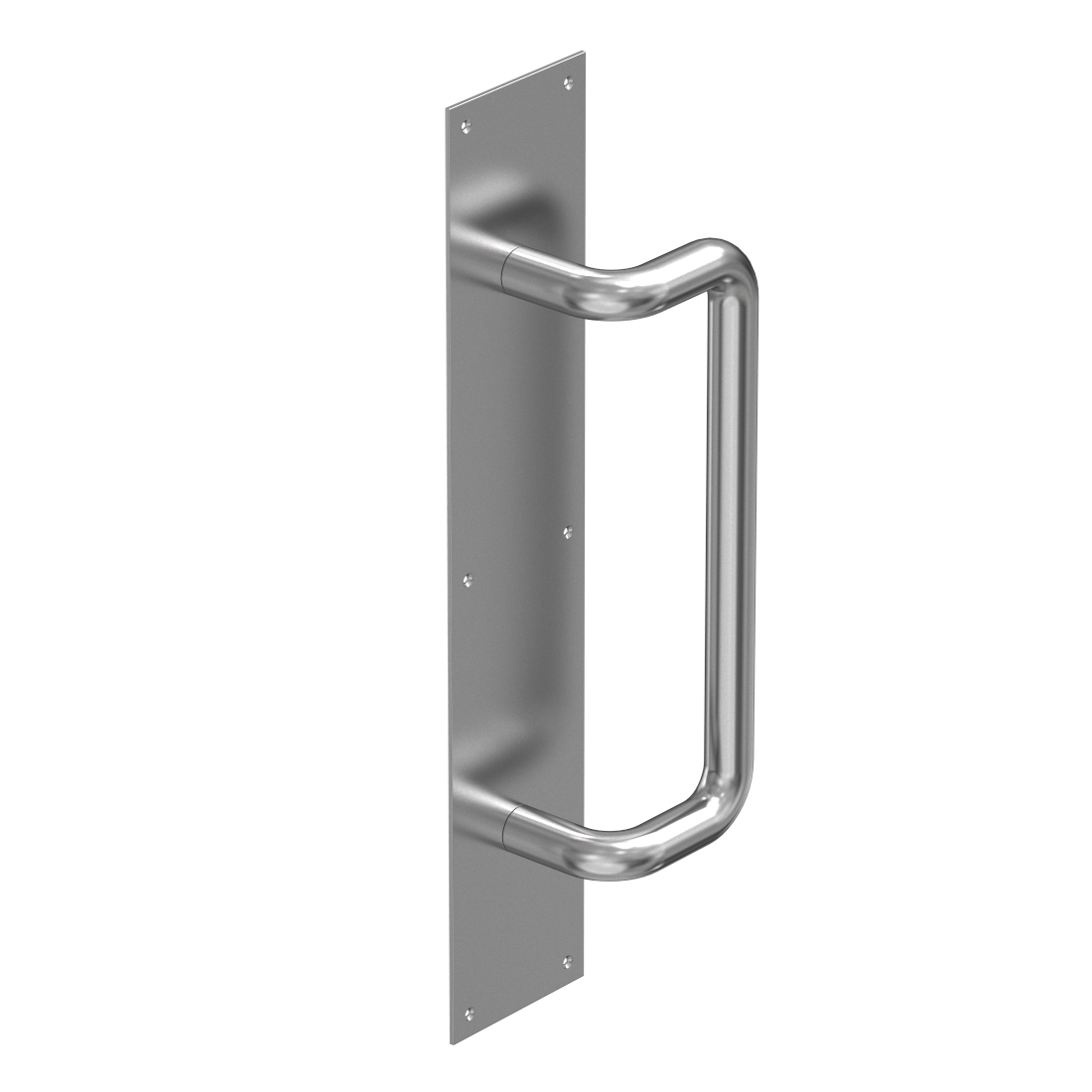 Offset Commercial Door Pull w/ Large Backplate Standard Metal