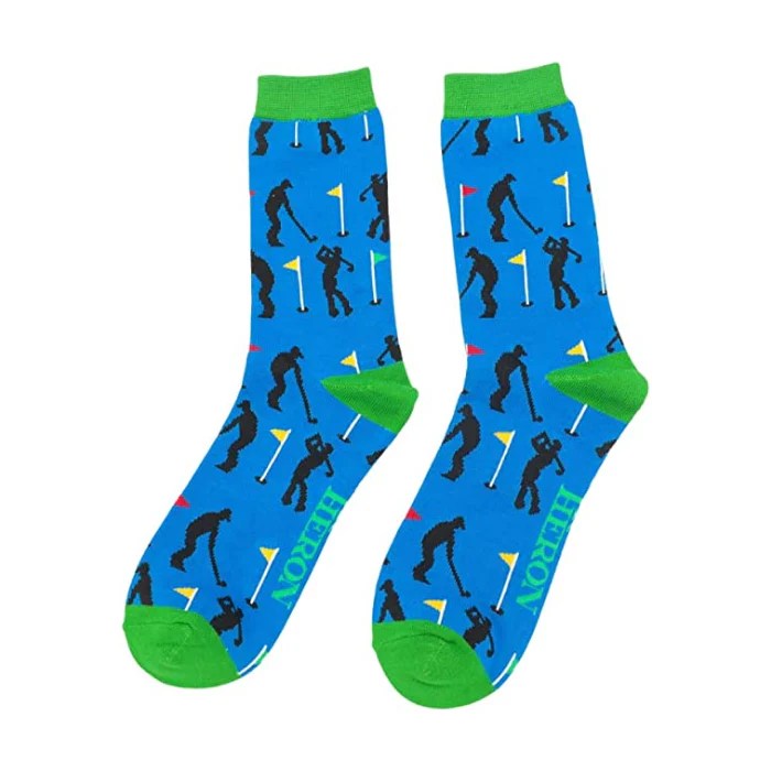 Mr Heron Novelty Golf Socks (Blue) Smilers Balloons and Parties