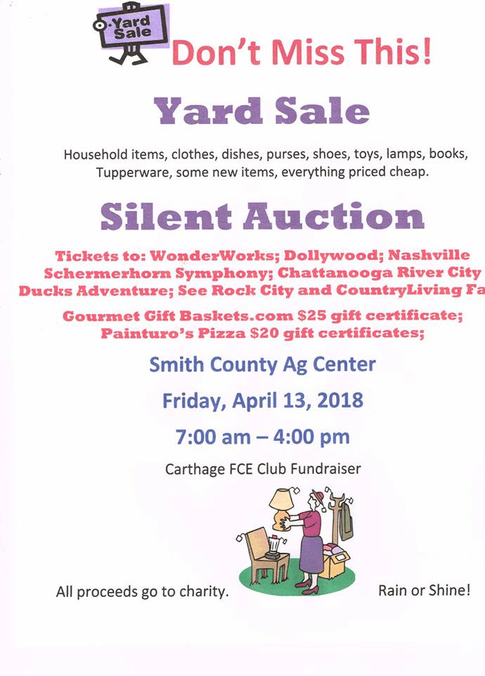 Carthage FCE Club Yard Sale and Silent Auction Smith County Insider