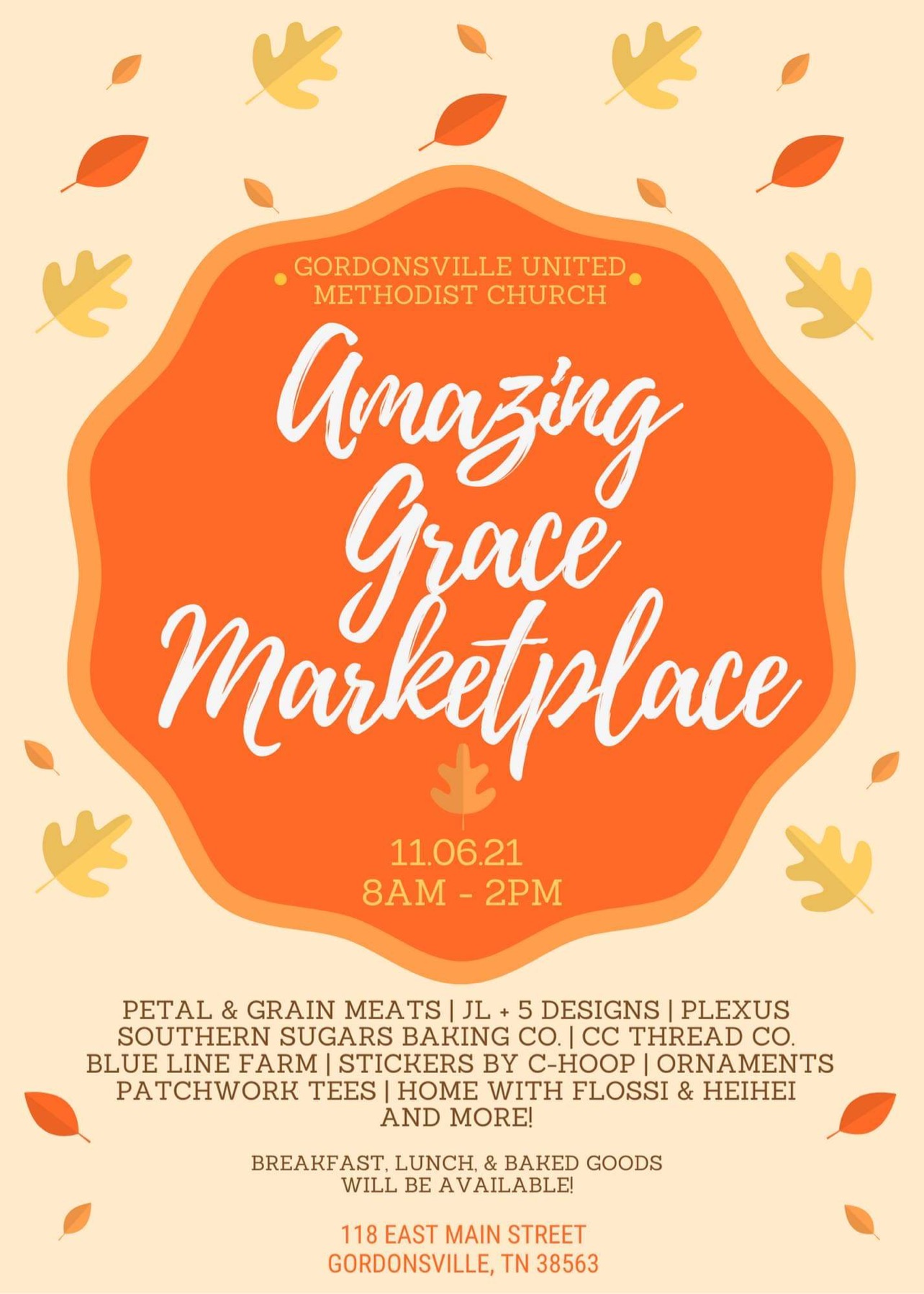 Gordonsville UMC Amazing Grace Marketplace November 6th, 2021 Smith