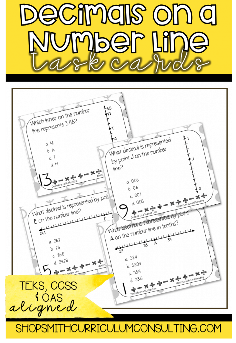 Decimals on a Number Line Task Cards TEKS 4.2h TEKS 6.4f • Smith