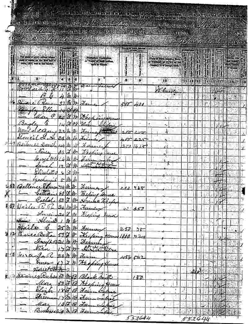 1870 Johnston, NC Census Smith Harper