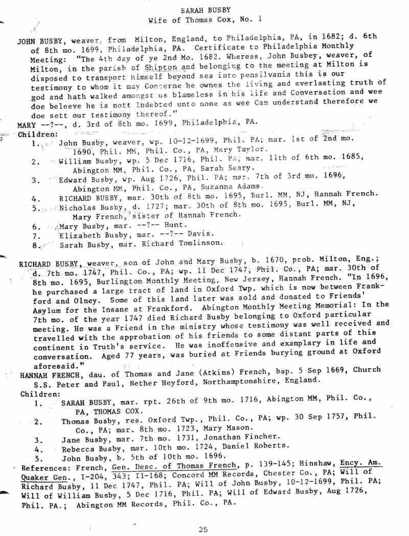 A Cox Family History from Thomas Cox, 16941762 of Gloucester, England