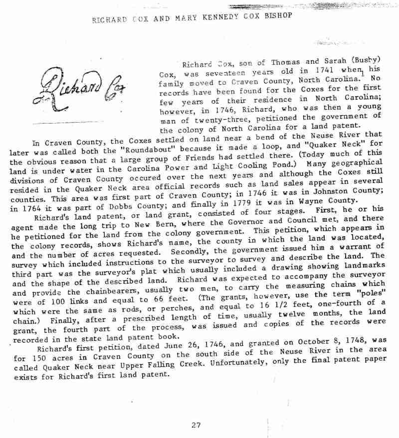 A Cox Family History from Thomas Cox, 16941762 of Gloucester, England