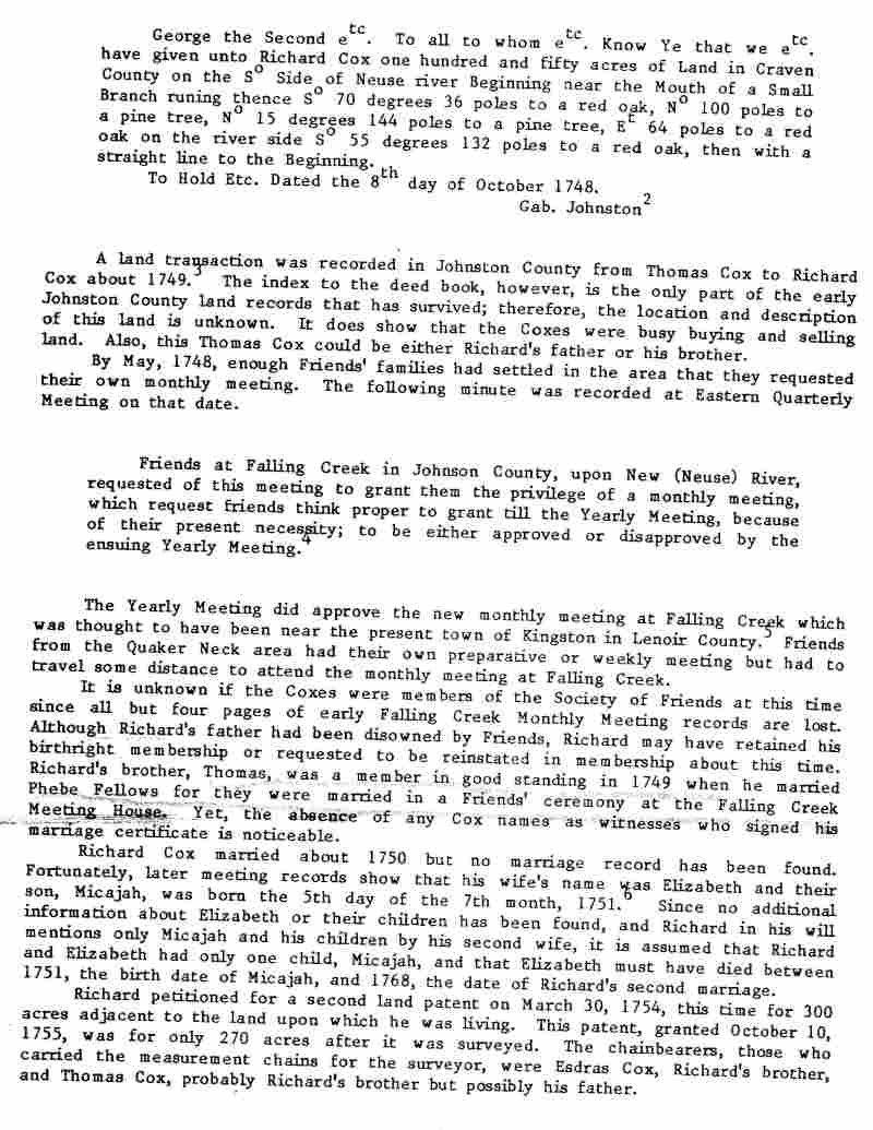 A Cox Family History from Thomas Cox, 16941762 of Gloucester, England