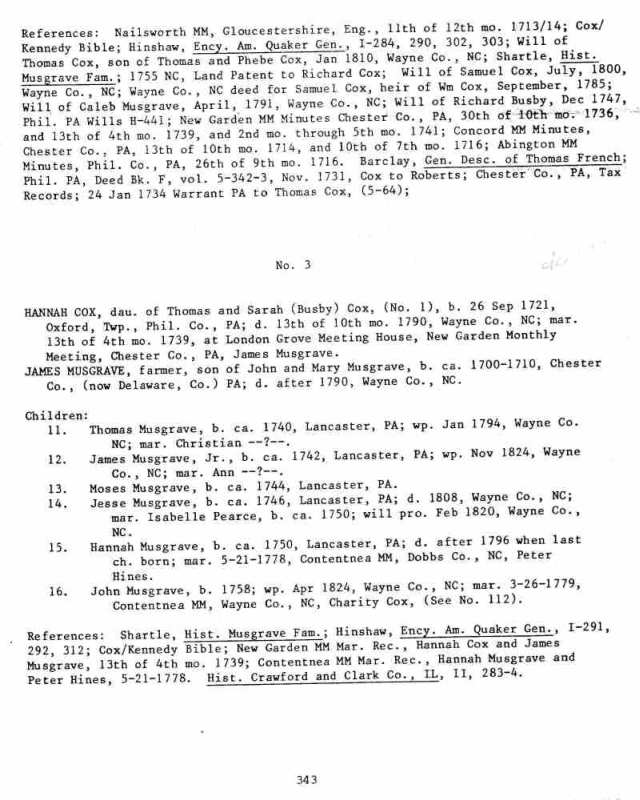 A Cox Family History from Thomas Cox 16941762 of Gloucester, England