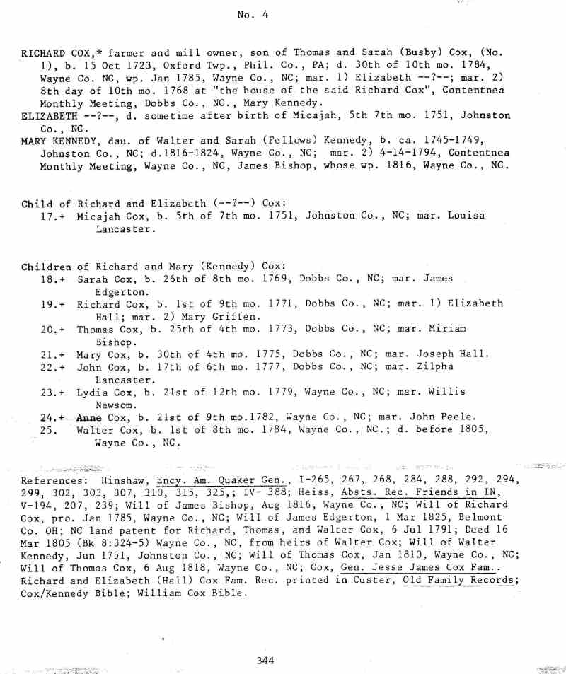 A Cox Family History from Thomas Cox 16941762 of Gloucester, England