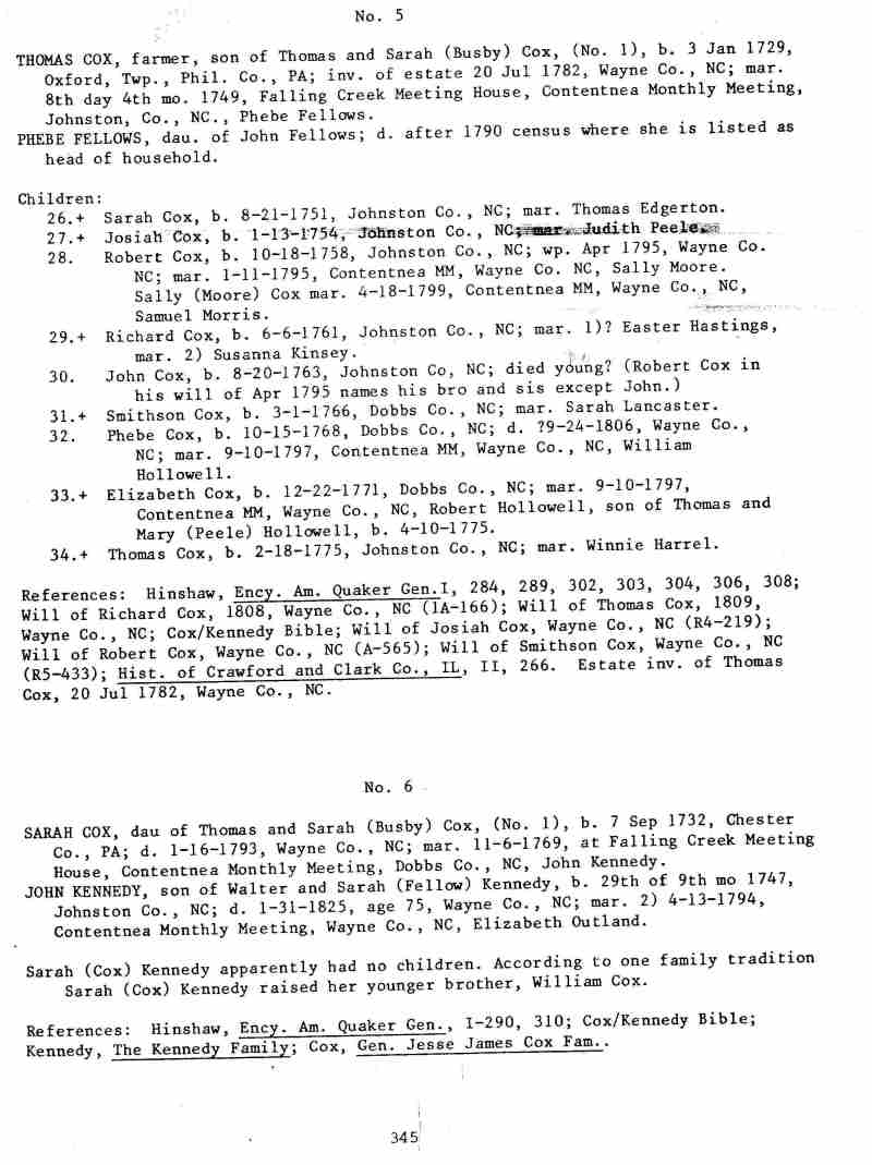 A Cox Family History from Thomas Cox 16941762 of Gloucester, England