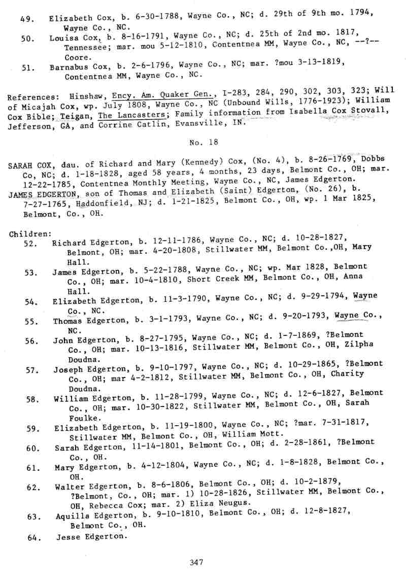 A Cox Family History from Thomas Cox 16941762 of Gloucester, England