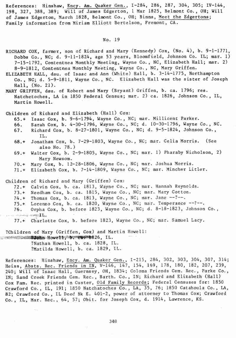 A Cox Family History from Thomas Cox 16941762 of Gloucester, England