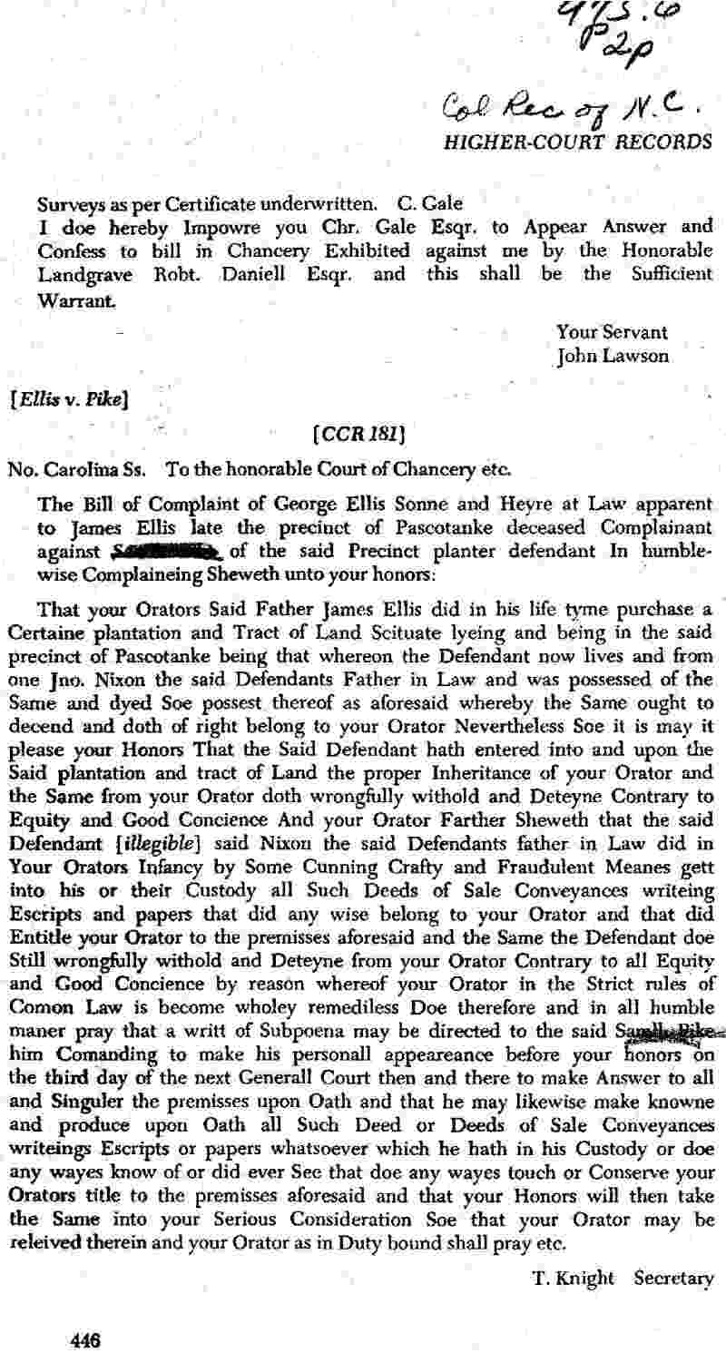 Colonial Records of North Carolina Higher Court Records Samuel Pike