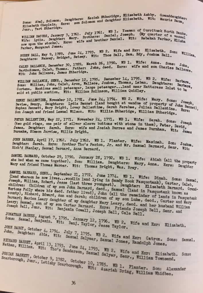 Abstracts of Wills and Other Records, Currituck and Dare Counties, NC