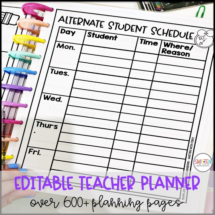 Editable Teacher Planner Smitten with First