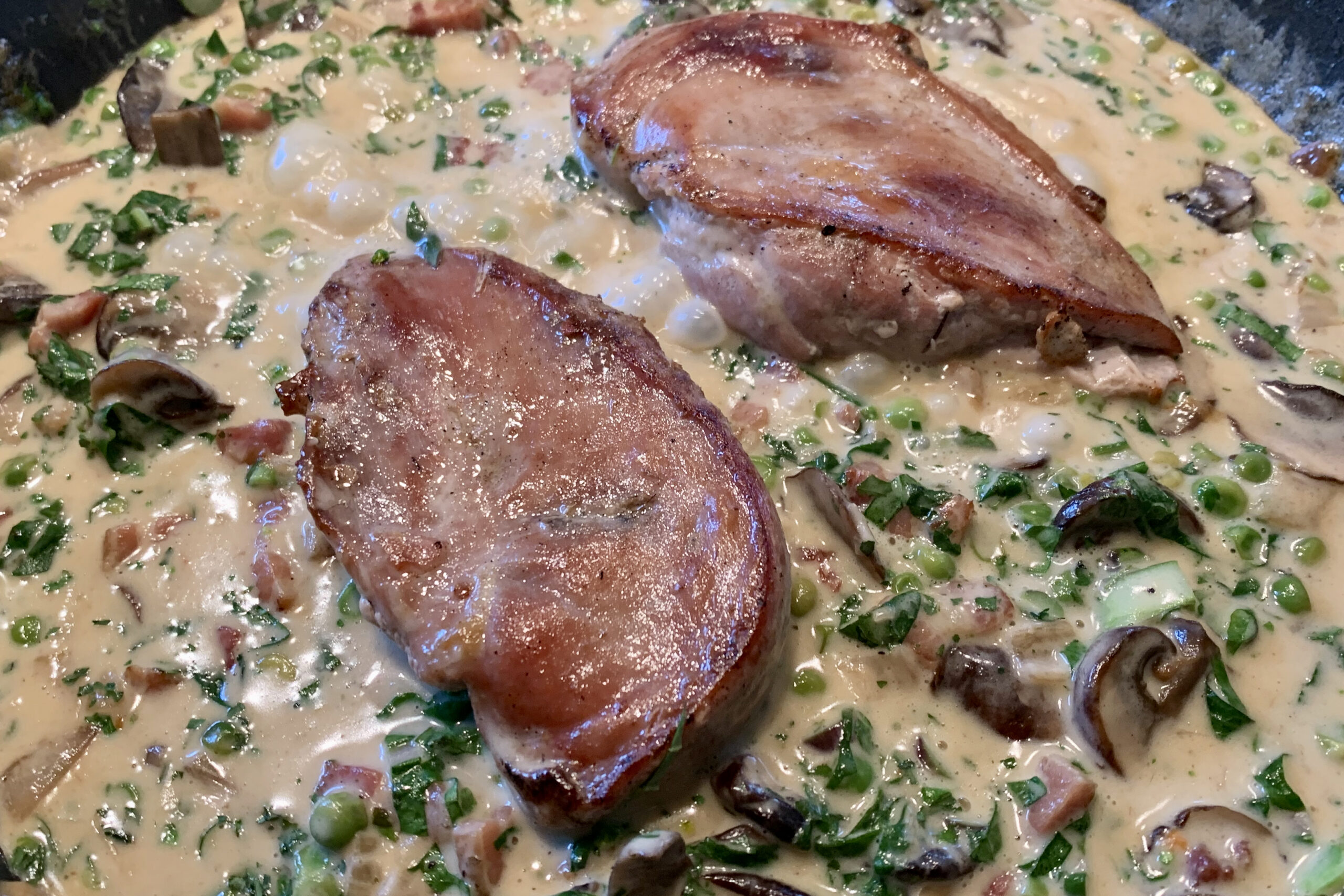 Pheasant Breast in a creamy parmesan sauce Smoked Fine Food