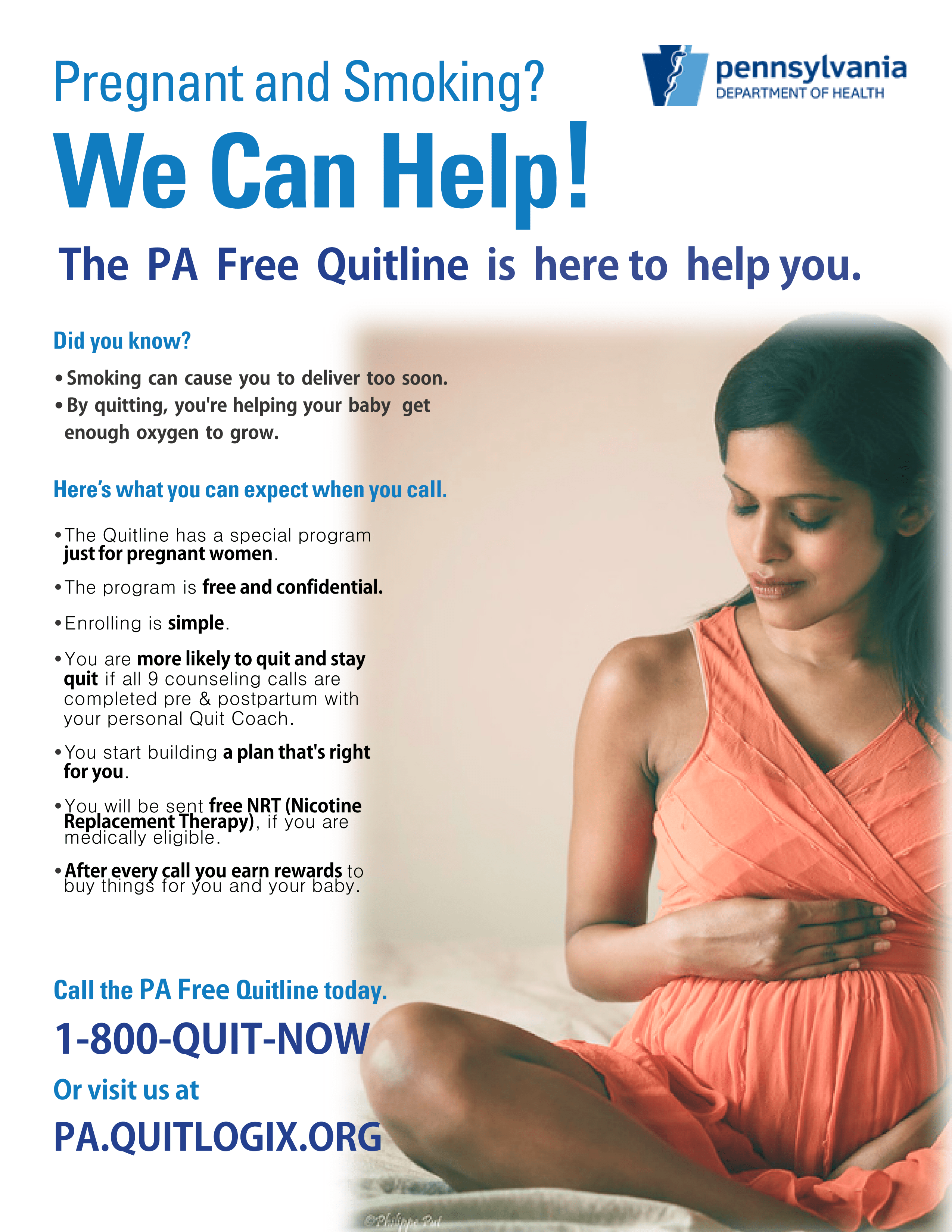 Pregnant and Smoking? PA Quitline can help! Smoke Free Philly