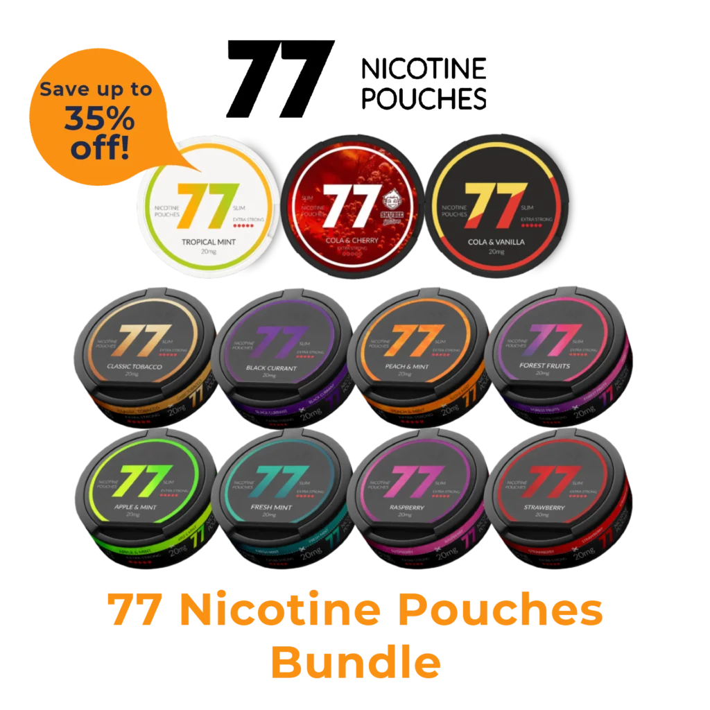 77 Nicotine Pouches Flavor Bundle (3mg, 6mg, 12mg, 20mg) Smokeless
