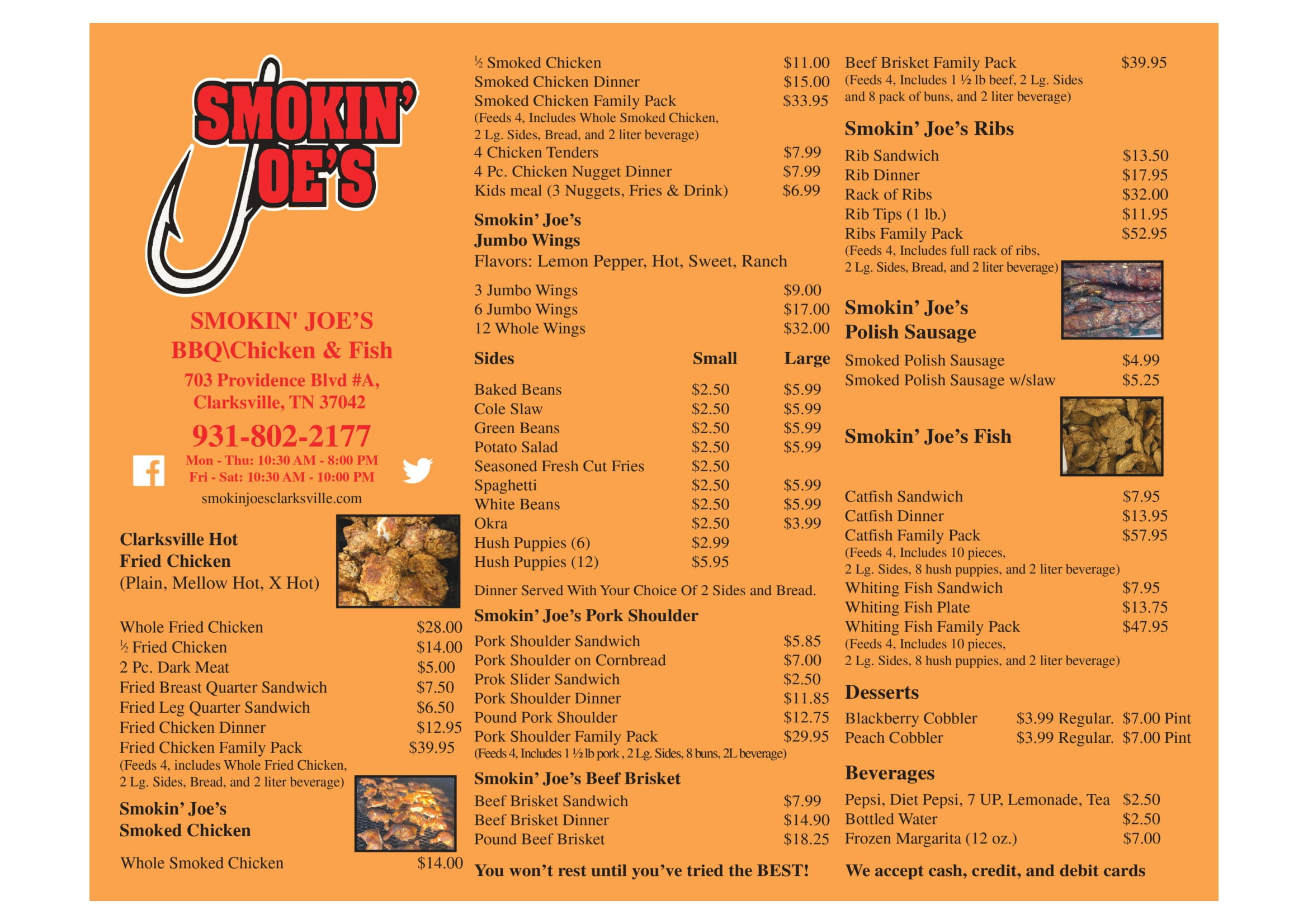 Dine In Menu Smokinjoesfoods