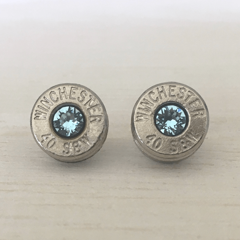 Nickel 40 Caliber Bullet Stud Earrings Smok'n Hot Brass