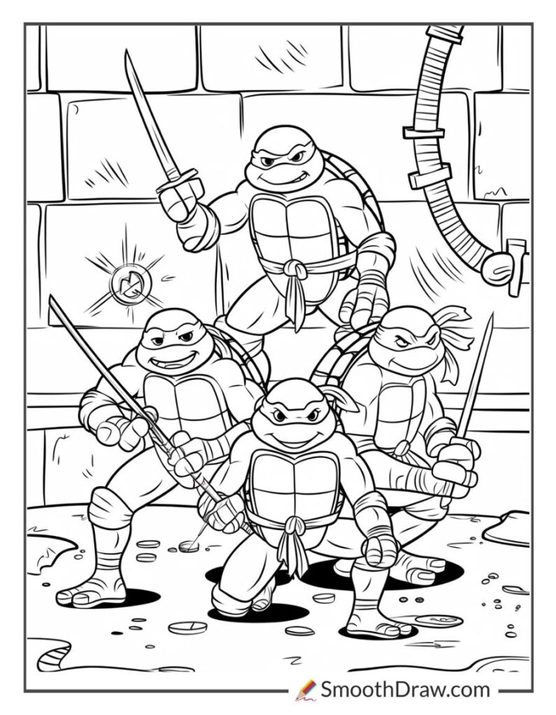 Teenage Mutant Ninja Turtle Coloring Pages Smooth Draw