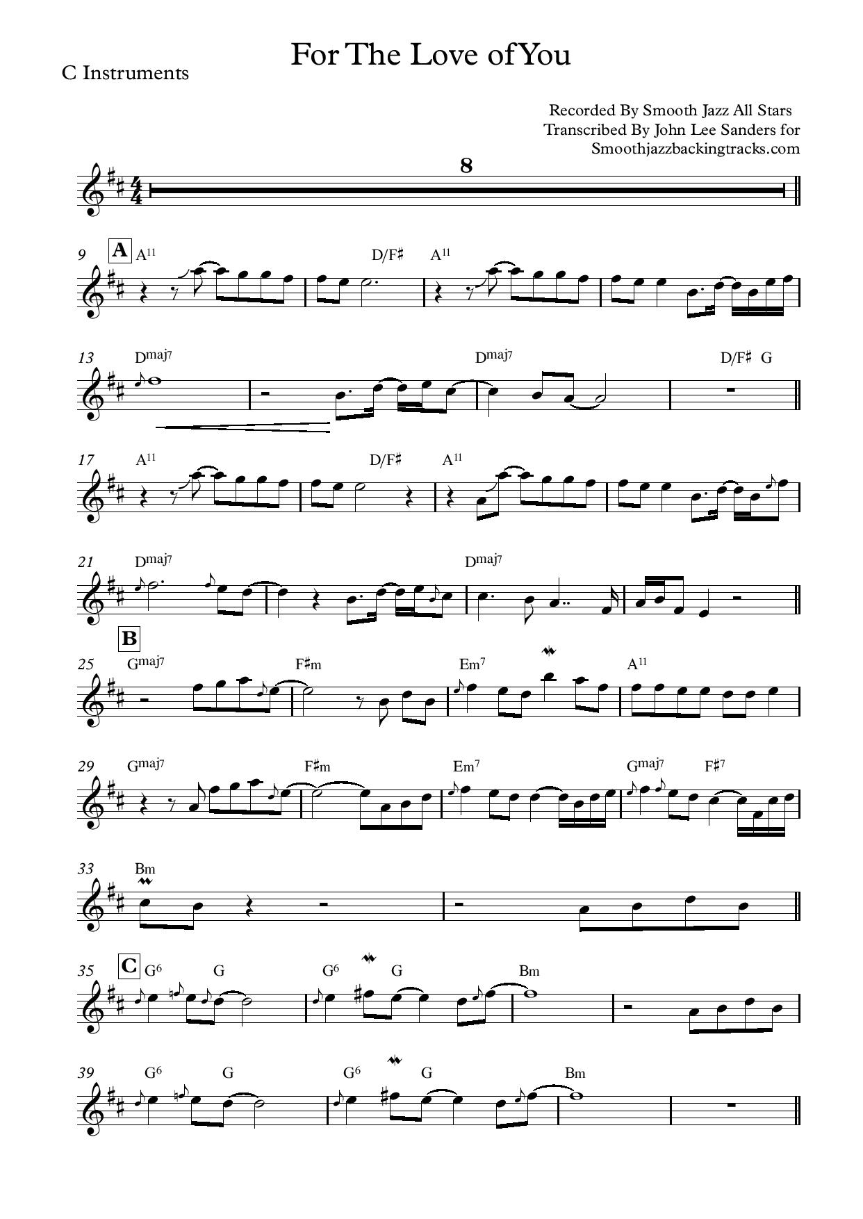 New for 2023 For The Love Of You Smooth Jazz All Stars Length 350 Key Of D Bundle