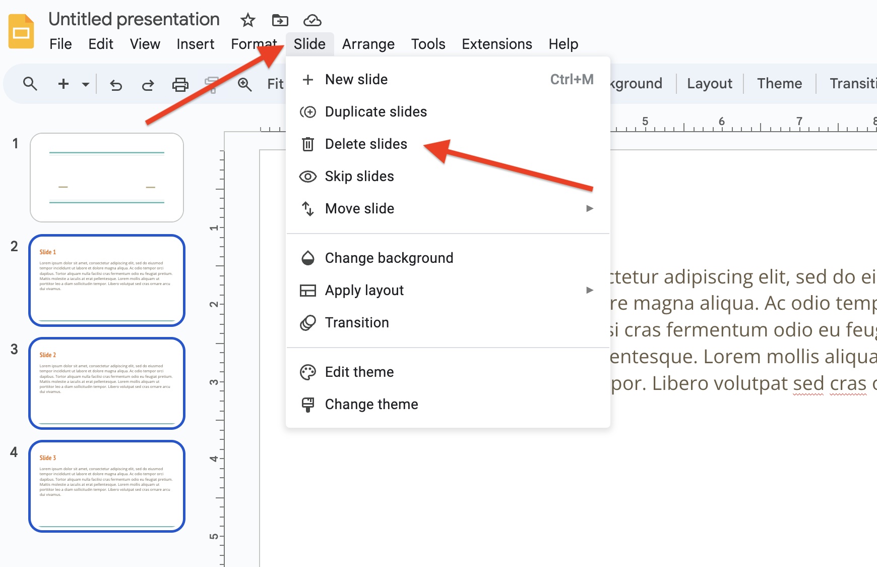 How to Delete Multiple Slides in Google Slides