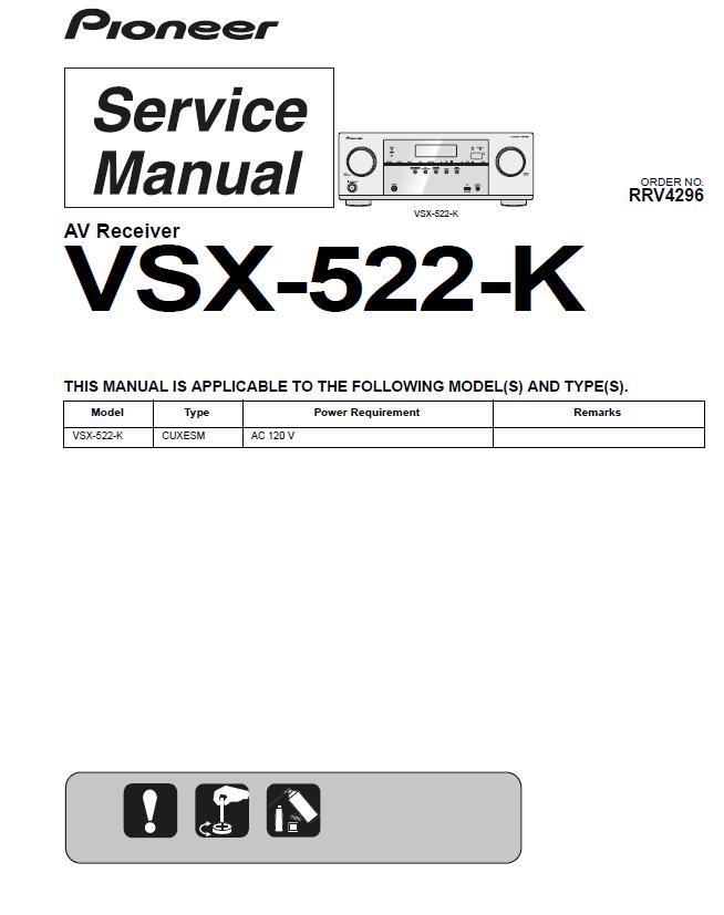 Pioneer VSX-522 Service Manual Download in pdf